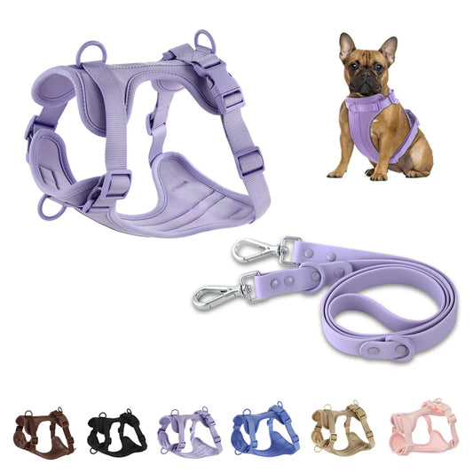 Double Dog Leash PVC Comfortable and breathable Dog Harness and leash set Adjustable Chest Strap Collars-f- Harnesses & Leashes