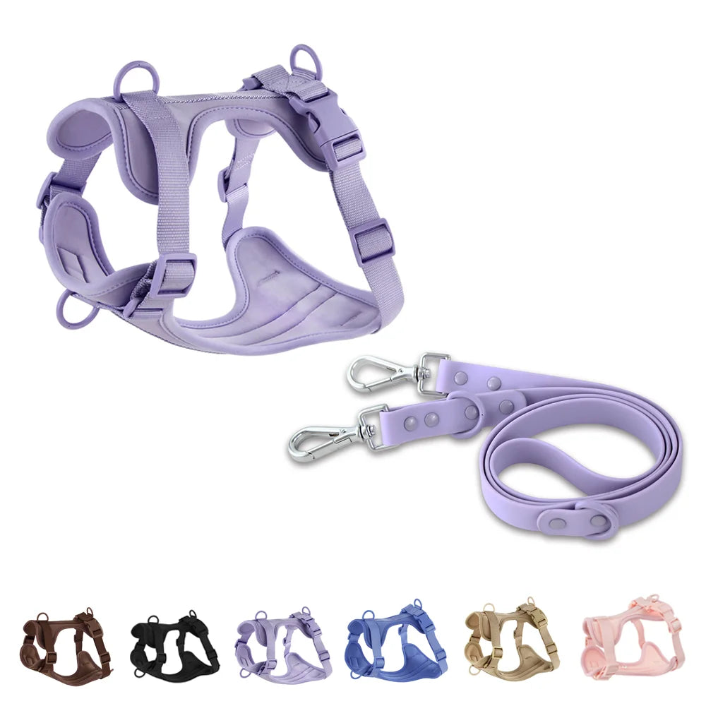 Double Dog Leash PVC Comfortable and breathable Dog Harness and leash set Adjustable Chest Strap Collars-f- Harnesses & Leashes